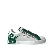 Dolce & Gabbana Elegant Vit Krona Lädersneakers White, Herr