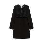 Max Mara Studio Elegant Sidensklänning med Spetsdetalj Black, Dam