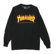 Thrasher Svart Flamman Långärmad T-shirt Black, Herr