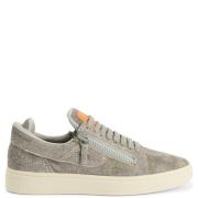 Giuseppe Zanotti Denim Print Lace-Up Sneaker Gray, Herr