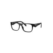 Prada Geometriska acetatglasögon med fasetterade skalmar Black, Herr