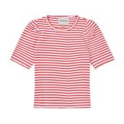 Munthe Randig T-shirt med puffärm Red, Dam