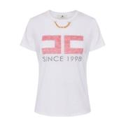 Elisabetta Franchi Avslappnad bomullst-shirt White, Dam