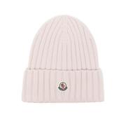 Moncler Rosa ullbeanie med logopatch Pink, Dam