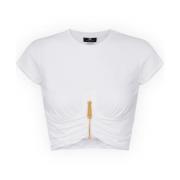 Elisabetta Franchi Stilig T-shirt med MAGLIA-detalj White, Dam