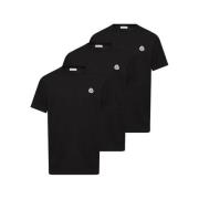 Moncler Svart Logo Patch T-shirt Pack med 3 Black, Herr