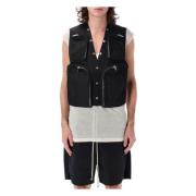 Rick Owens Svart Cargo Vest med Bauhaus Fickor Black, Herr