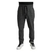 Dolce & Gabbana Elegant mörkgrå joggingbyxor i ullblandning Gray, Herr