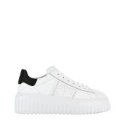 Hogan Randig Läder Sneakers Vit Gummisula White, Dam