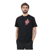 Just Cavalli Svart Hjärta Flammande Grafisk T-shirt Black, Herr