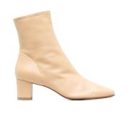 By FAR Svarta läder ankelboots Beige, Dam