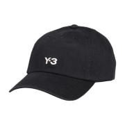 Y-3 Bomull Logo Cap med Metallklämma Black, Herr