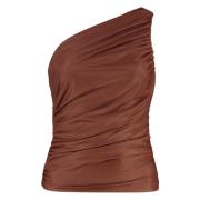 Pinko Draped One-shoulder Top Brown, Dam