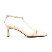 Jil Sander Beige Lädersandaler med Ankelslutning Beige, Dam