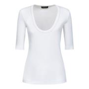 Fabiana Filippi Vit V-Ringad T-Shirt White, Dam