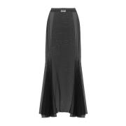 Saint Laurent Genomskinlig Tulle Midi Kjol Black, Dam