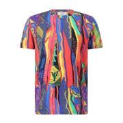 Carlo Colucci Modernt Stickat Mönster T-shirt Multicolor, Herr