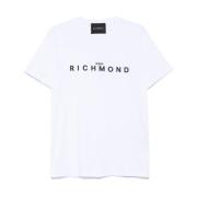 John Richmond Vit T-shirt med unik design White, Herr