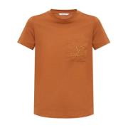 Max Mara Brun Bomull Logo T-shirt Brown, Dam