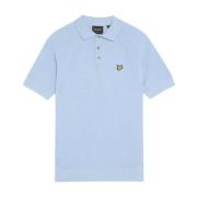 Lyle & Scott Mid Knits Linneblandad Stickad Piké Blue, Herr