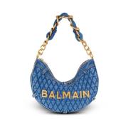 Balmain Soft Moon Denim Axelväska Blue, Dam