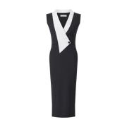 Chiara Boni Elegant Maxi Klänning med Cross-Over Krage Black, Dam