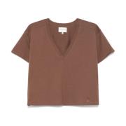 Loulou Studio Grundläggande V-ringad T-shirt Brown, Dam