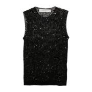 Golden Goose Paljett Mesh Stickad Tank Top Black, Dam