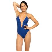 4Giveness Elegant Latin Style One-Piece Swimsuit Blue, Dam