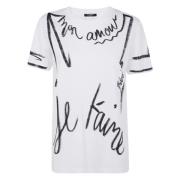 Balmain Tryckt T-shirt för stilfull skrivning White, Dam