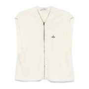 Vivienne Westwood Kräm Zip Vest för Kvinnor White, Herr