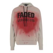 44 Label Group Röd bomullshoodie med Faded Gen-tryck Multicolor, Herr