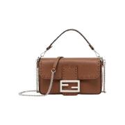 Fendi Brun Crossbody Väska med FF Logo Brown, Dam