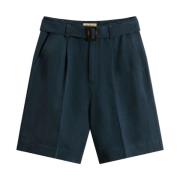 Woolrich Blå Linne Shorts för Kvinnor Blue, Dam