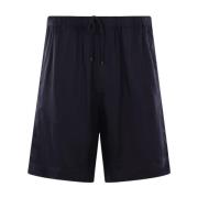 Dries Van Noten Blå Twill Elastisk Midja Shorts Blue, Herr