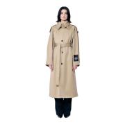 Jean Paul Gaultier Logo Patch Trench Coat Beige, Dam