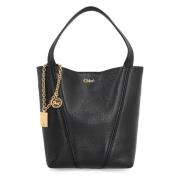 Chloé Piccola Läder Tote med Avtagbart Charm Black, Dam