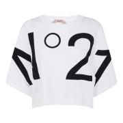 N21 Casual Jersey T-shirt White, Dam