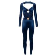 Elisabetta Franchi Draped jumpsuit med långa ärmar Blue, Dam