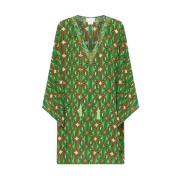 Camilla Geometrisk V-ringad Kaftan Goda vibbar Green, Dam