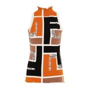 Fendi Stickad topp med FF Puzzle-tryck Multicolor, Dam