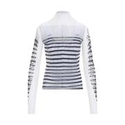 Jean Paul Gaultier Vit Fjädertryck Mesh Topp White, Dam