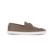 Christian Louboutin Taupe Slip-On Sandaler med Silver Pin Beige, Herr