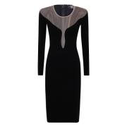 Mugler Elegant Midi Klänning med Djup Ringning Black, Dam