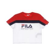 Fila Cropped Tee Bright White/Röd/Blå Multicolor, Dam