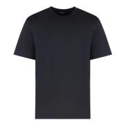 Ermenegildo Zegna Ribbad krage bomull crew-neck T-shirt Black, Herr