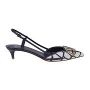 Valentino Garavani Sling Back Vlogo Signature I Toile Iconographe Blac...