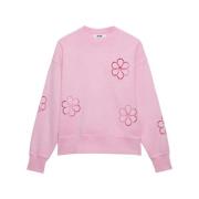 Msgm Blommig broderad crewneck tröja Pink, Dam