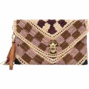 Claris Virot Raffia Alicia Clutch Väska Plommon Rosa Multicolor, Dam