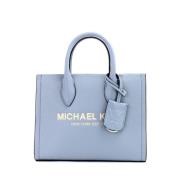 Michael Kors Blå Läder Dragkedja Shopper Tote Väska Blue, Dam